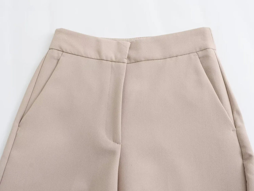 PRINTKAOIR Women's suit and pants fashion vest vest khaki high waisted straight leg pants set 2025 autumn hot sale