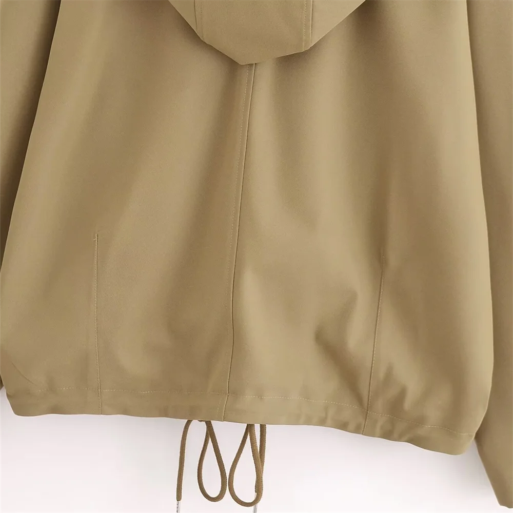 2025 autumn new women's clothing temperament commuting loose and simple hooded long sleeved short jacket