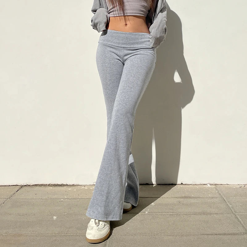 Casual Basic Solid Flare Pants Y2K Sexy Slim-fitting Low-Waisted Boot Cut Pants Women 2025 Autumn Spring Fashion Streetwear Lady