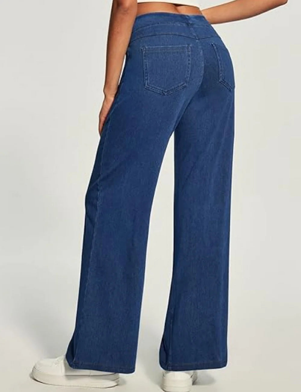 Wide Leg Jeans Woman High Waist Pull On Baggy  Stretchy Jean Pants Straight Leg Denim Pants Elastic Waist