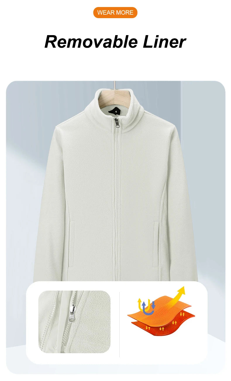 CHRLCK Women's 3 In 1 Thick Hiking Jacket Fleece Waterproof Winter Windbreaker Outdoor Warm Camping Jacket Women Windproof Coat