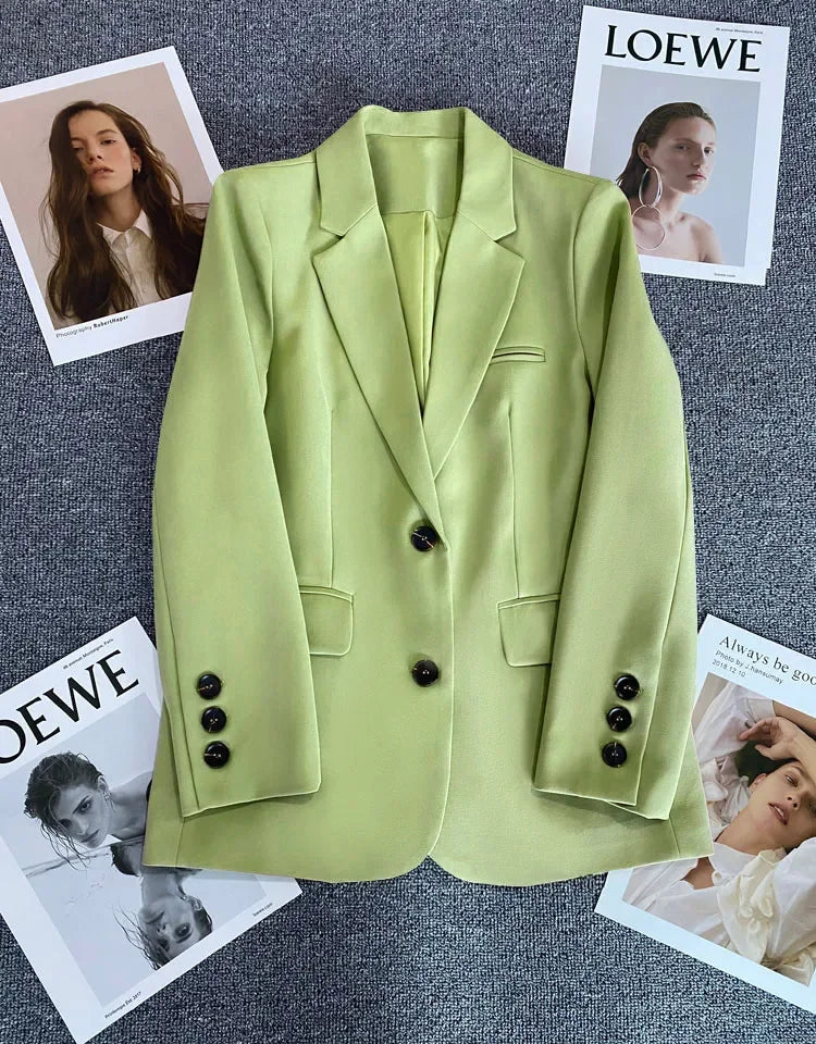 Elegant Office Lady Blazers for Women 2025 Fashion Long Sleeve Single Button Blazer Coats Female Top Suit Jackets Outerwears