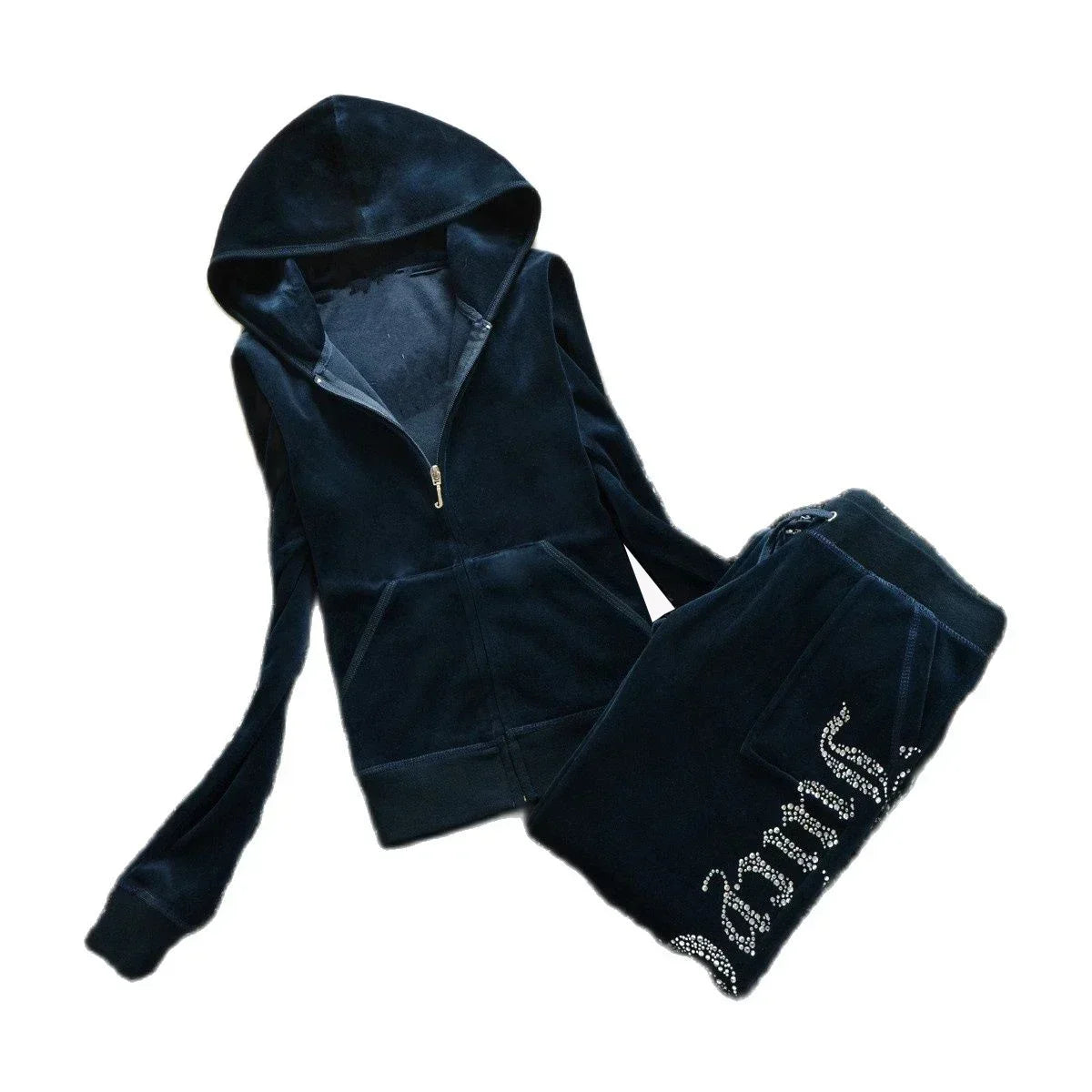 2 Piece Sets Women Outfit Tracksuit Hoodies Juicy Tracksuit 2 Piece Set with Pocket Trousers and Jacket Sets Velvet Tracksuit