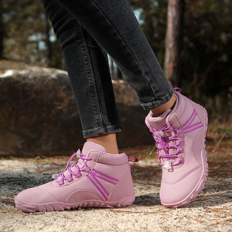 New Winter Booties Outdoor Waterproof Barefoot Boots Couple Ankle Boots Plush Warm Snow Shoes Big Size Non-slip Casual Sneakers