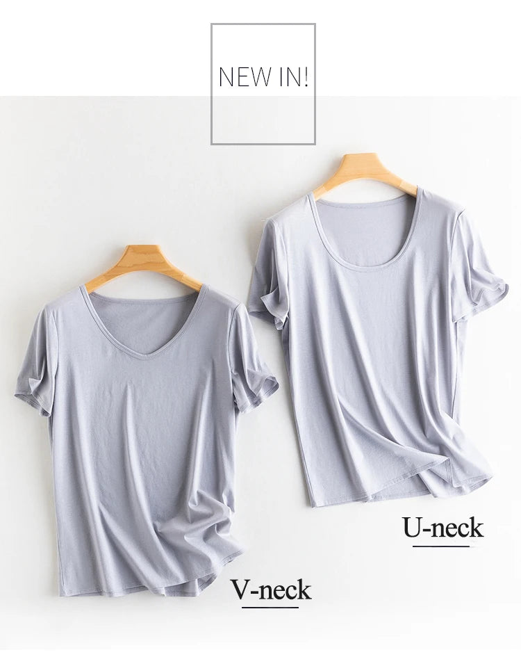 Summer Short Sleeve T-Shirt Women Tee Shirts Real Silk Linen Cotton T Shirt Women's Casual Tees V-neck Woman Tshirt Solid Tops