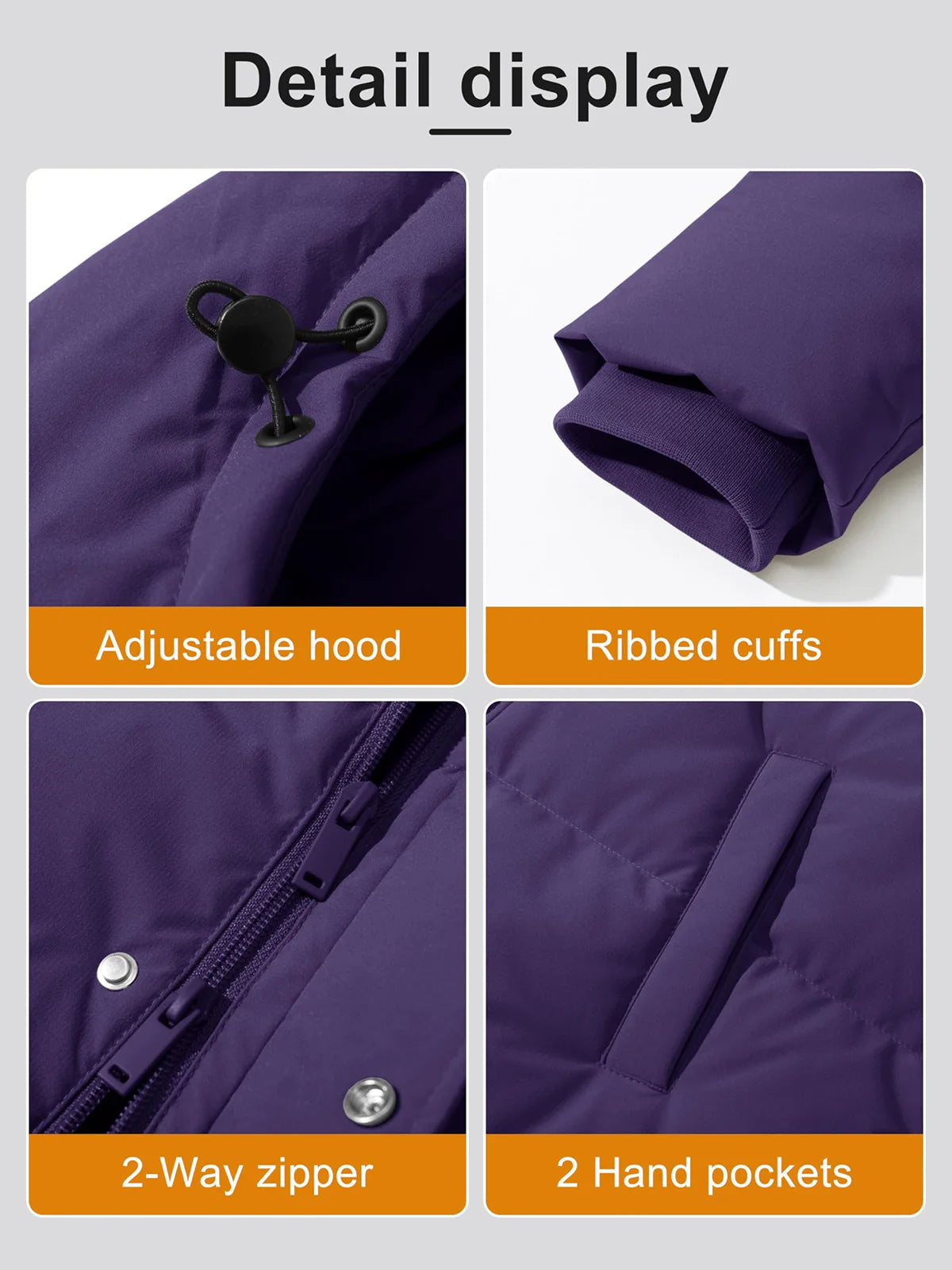 TACVASEN Womens Winter Long Quilted Duck Feather Jackets Padded Puffer Warm Hooded Long Coats Warm Windproof  Thick Outerwear