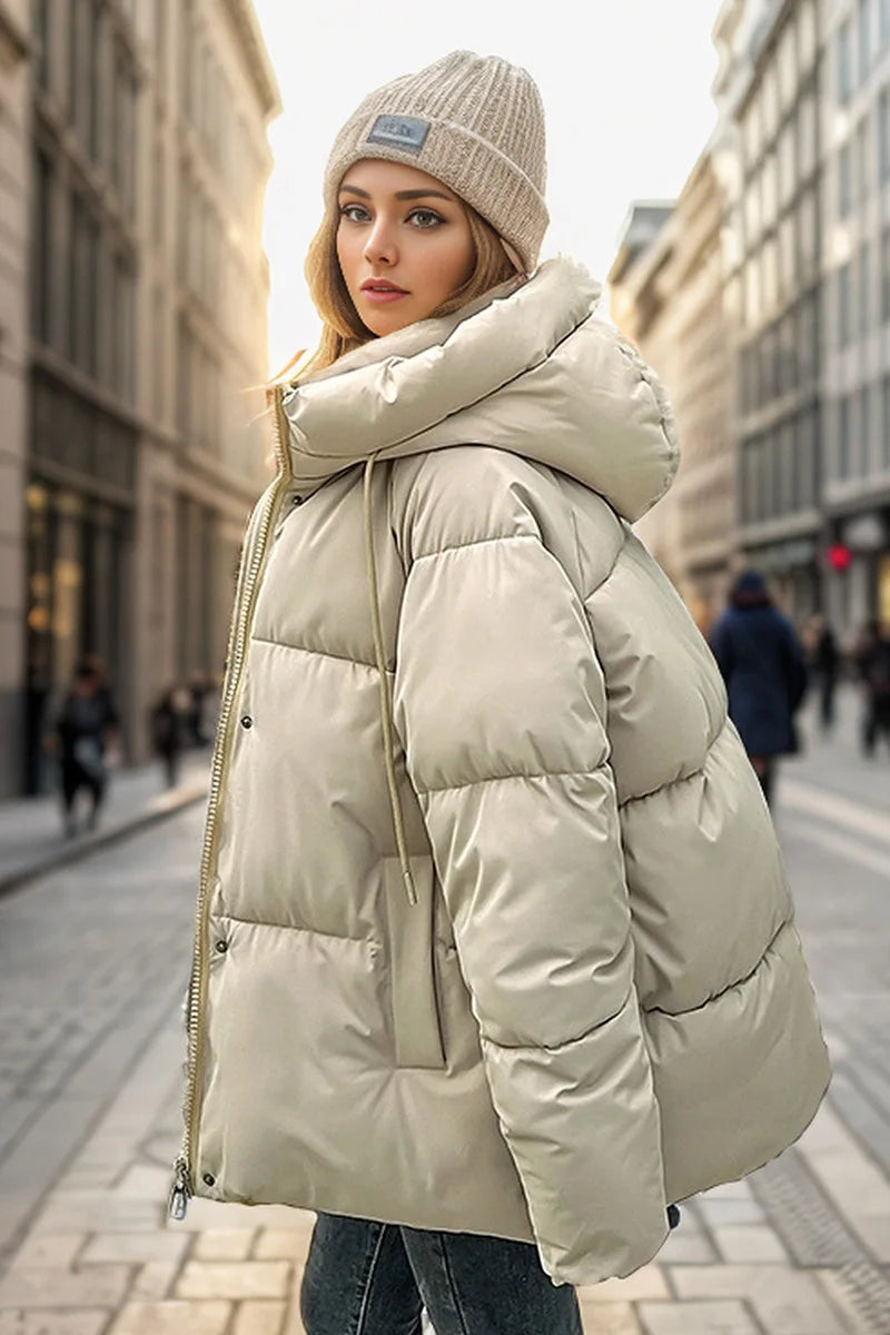 Best Selling Female's Padded Coat Winter Solid Color Hooded Women's Puffer Coat Versatile Thickened Quilted Jacket For Lady