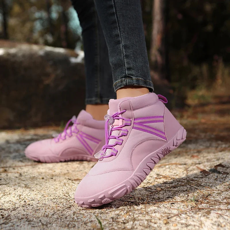 New Winter Booties Outdoor Waterproof Barefoot Boots Couple Ankle Boots Plush Warm Snow Shoes Big Size Non-slip Casual Sneakers