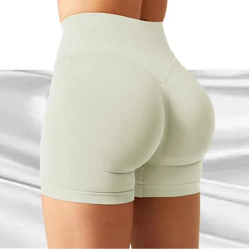 NCLAGEN Impact Shorts 4.5" Women Fitness Sports Biker Shorts Low Ribbed Band Gym Workout Scrunch Butt Yoga Seamless Leggings