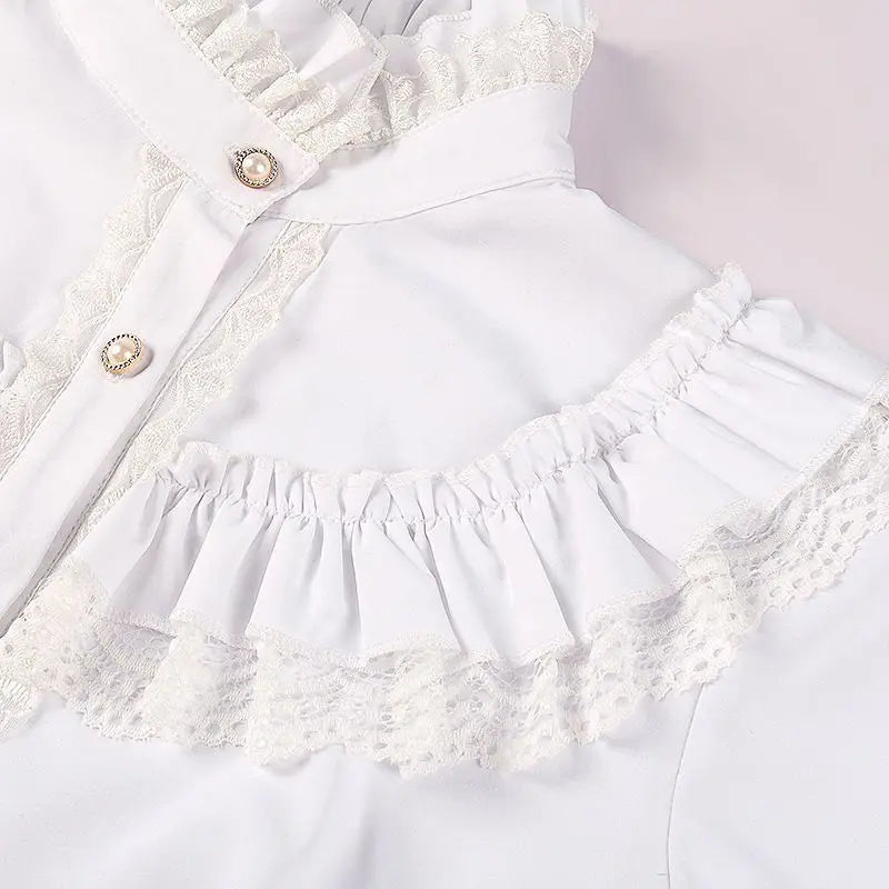 2025 Spring Women's Shirt Medieval Vampire Prince Poet Frills Lace Up Stand Neck Vintage Gothic Blouse Cosplay Performance Tops