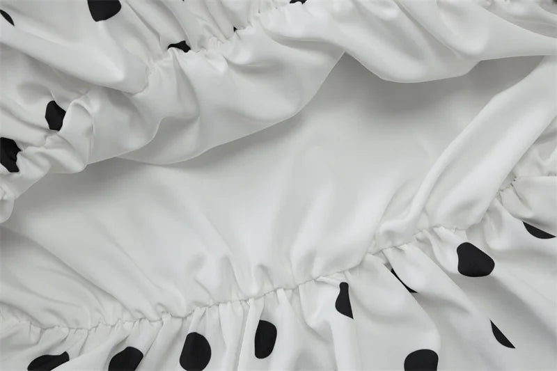 Mozision Halter Print Polka Dot Mini Dress Women Fashion Off-shoulder Sleeveless Backless High Waist A-line Club Party Dress