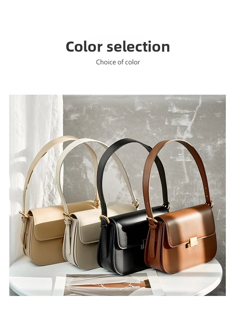 Luxury Underarm Bag, Genuine Leather Women's Bag, 2025 New Spring/Summer Fashion Tofu Bag, Single Shoulder Crossbody Bag