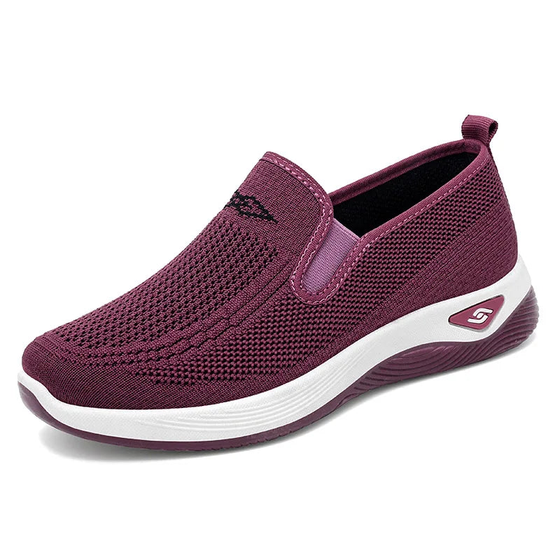Spring and summer new women's shoes, knitted breathable, sports running shoes, casual work shoes, platform shoes