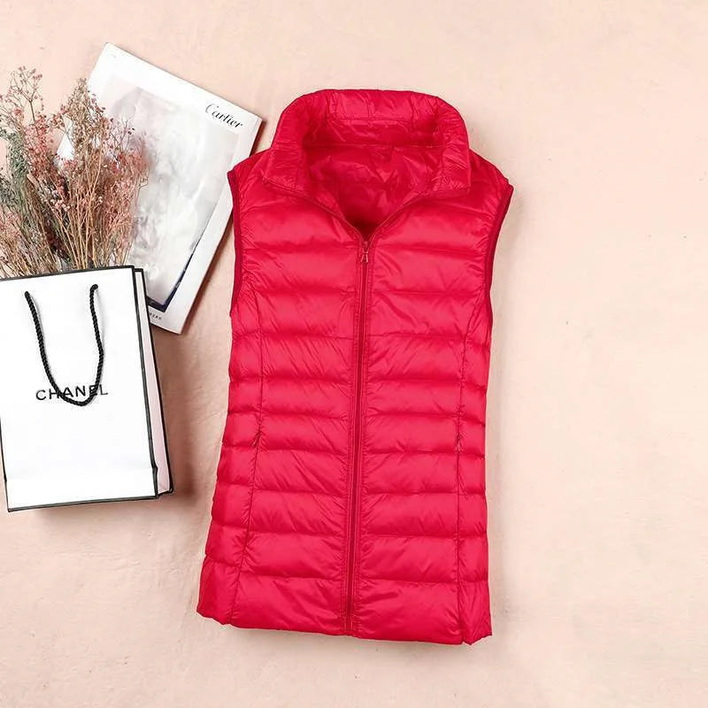 Ultralight Down Vest Women 2025 New Sleeveless Jacket Female White Duck Down Waistcoat Female Warm Puffer Jacket Outwear M-8XL