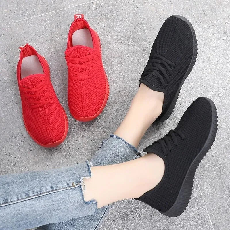 Women's Vulcanize Shoes 2025 Sneakers Solid Black Red Shoes Gym Fitness Trainers Walking Sport Shoes Female Zapatos Mujer