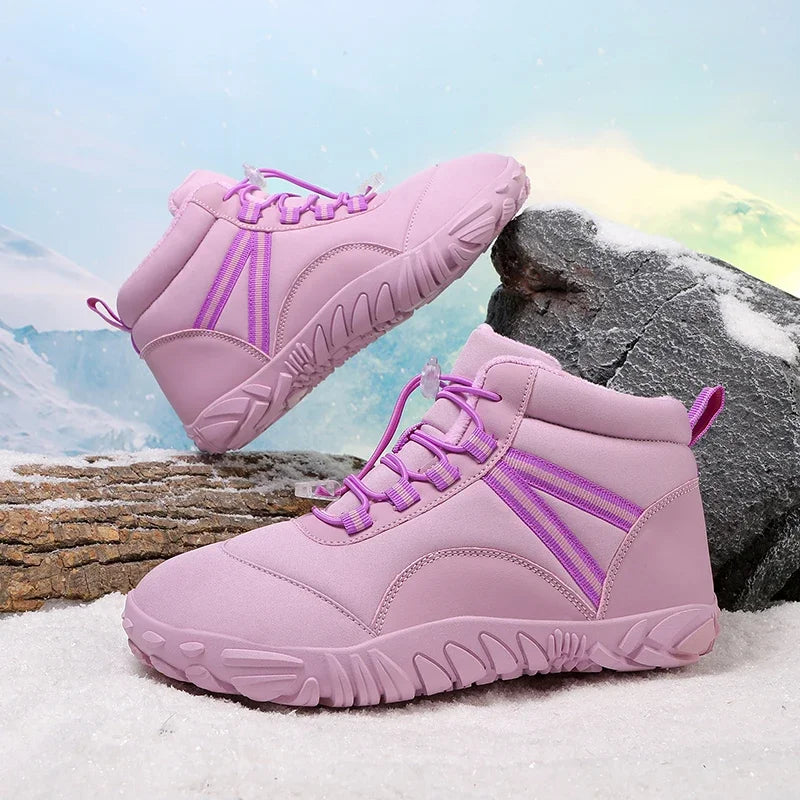 New Winter Booties Outdoor Waterproof Barefoot Boots Couple Ankle Boots Plush Warm Snow Shoes Big Size Non-slip Casual Sneakers
