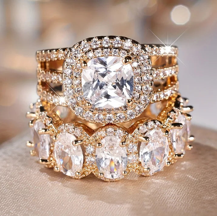 Super Shiny Egg-Shaped Gemstone Women Men's Ring Micro Inlaid Cubic Zirconia Luxury Sparkling Full Diamond Rings Trendy Hot Sale