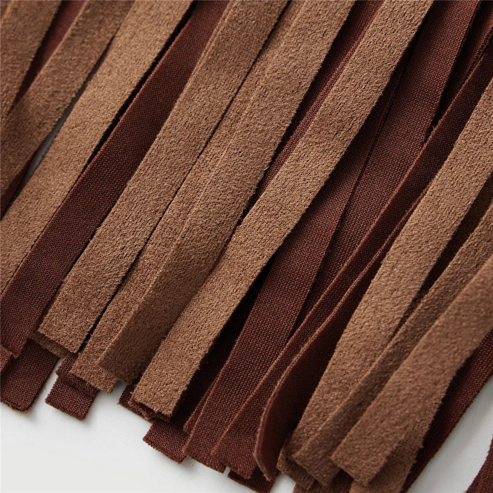 Women Vintage Sleeveless Faux Suede Fringe Vest Rivets Leather Western Boho Tassel Jacket Open Front Hippie Cardigan 2025