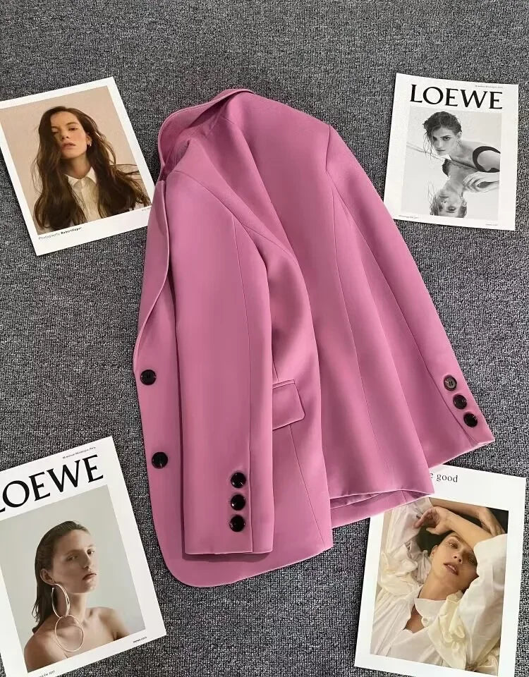 Elegant Office Lady Blazers for Women 2025 Fashion Long Sleeve Single Button Blazer Coats Female Top Suit Jackets Outerwears