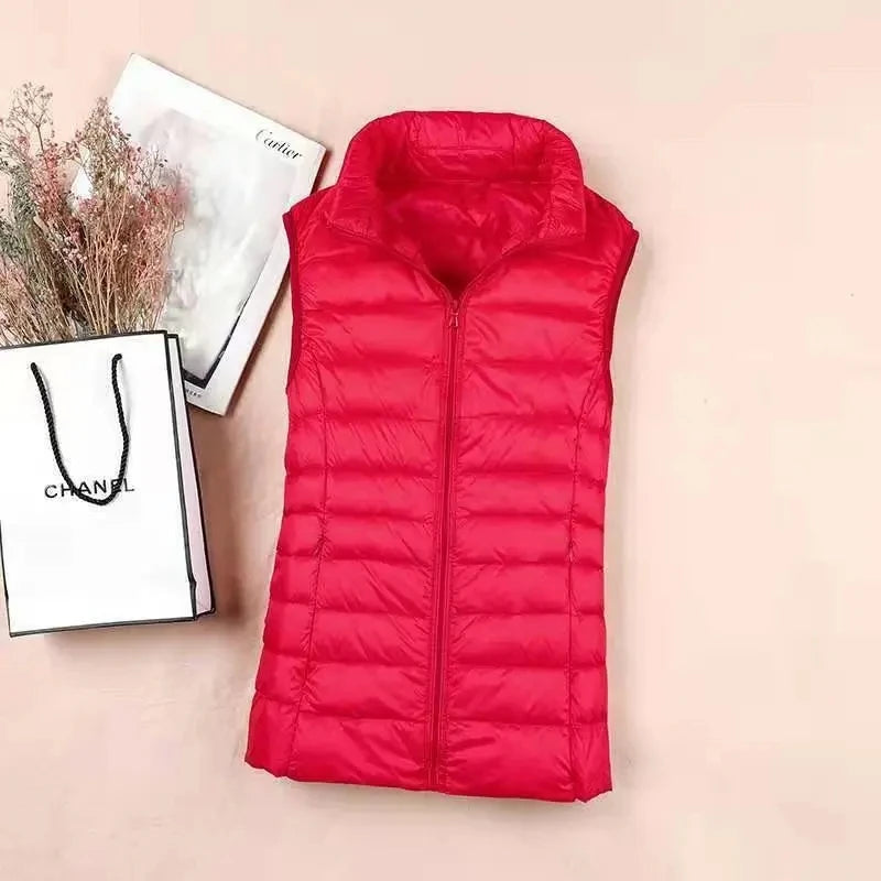 Ultralight Down Vest Women 2025 New Sleeveless Jacket Female White Duck Down Waistcoat Female Warm Puffer Jacket Outwear M-8XL
