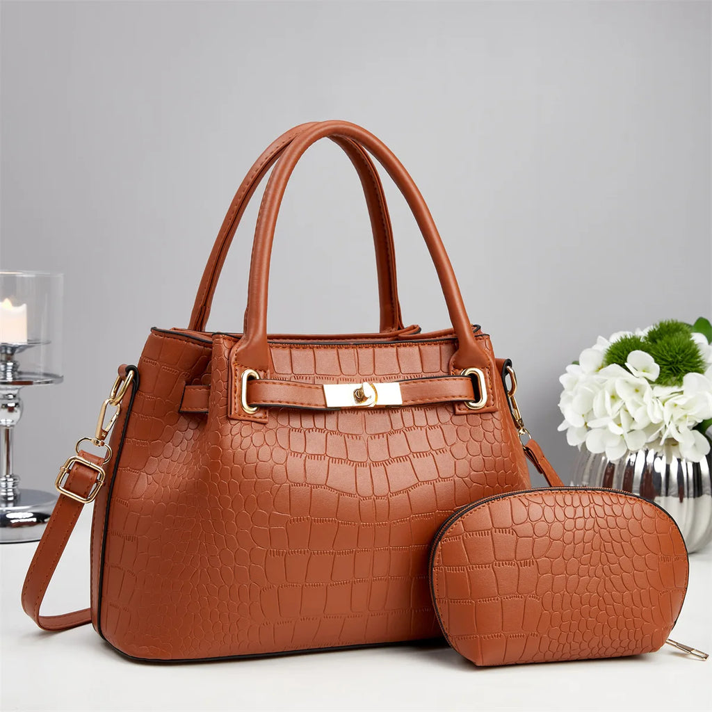 12.4 inch 31cm)New Crocodile Pattern Women's Shoulder Bag; Large Capacity Handbag; Mother and Child Bag; Crossbody Bag