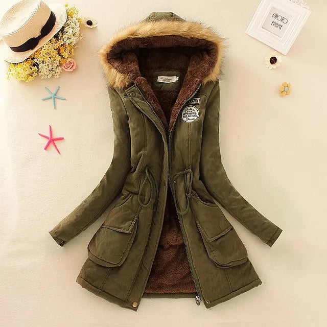 2025 New Autumn Winter Women Cotton Jacket Padded Casual Slim Coat Emboridery Hooded Parkas Wadded Warm Overcoat Fashion Parkas