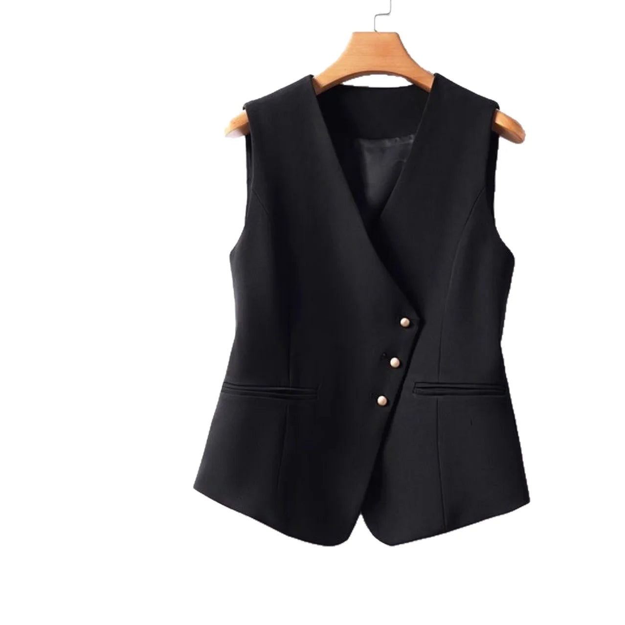 Simple Casual Women's Pure Color Buttoned Vest New Spring 2025 Independent Station Cross-Border Thiened Polyester Fiber