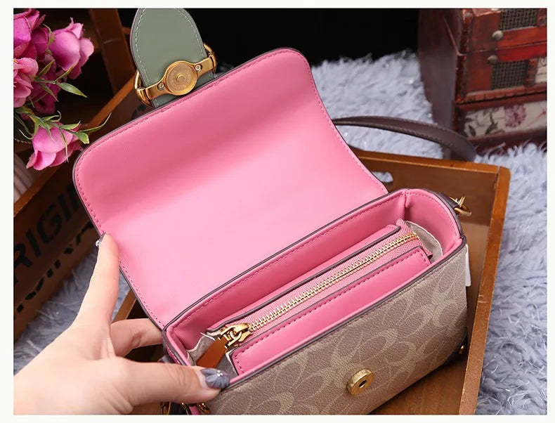 New minimalist and fashionable small handbag, contrasting color women's bag, high-end carriage crossbody bag, portable box bag