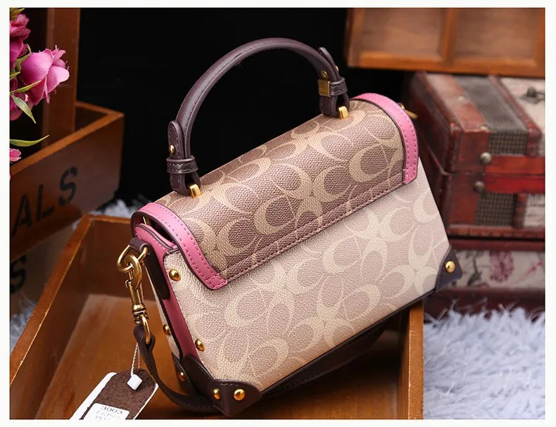 New minimalist and fashionable small handbag, contrasting color women's bag, high-end carriage crossbody bag, portable box bag