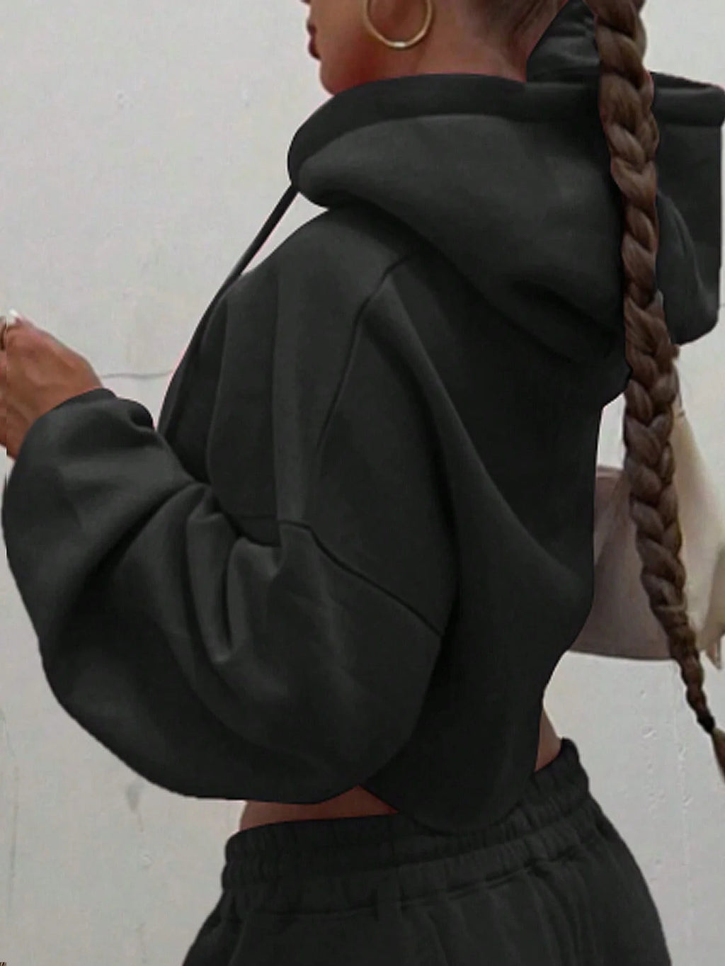 Women Hooded Zip-up Cropped Sweatshirt and Long Pants 2 Piece Sets 2025 Autumn Casual Hoodies Sweatpants Suit Tracksuits