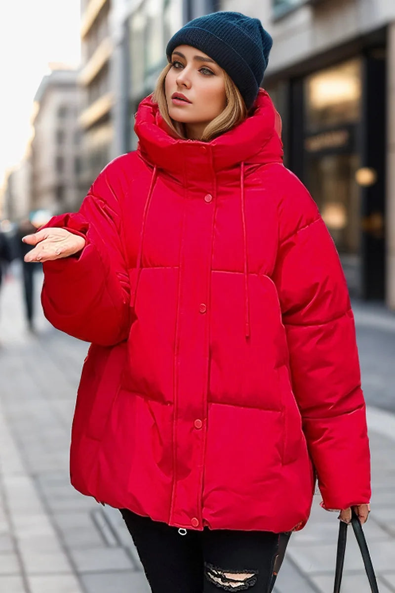 Best Selling Female's Padded Coat Winter Solid Color Hooded Women's Puffer Coat Versatile Thickened Quilted Jacket For Lady