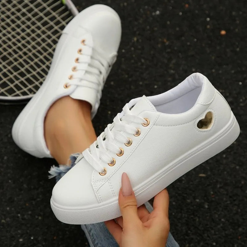 *2025 New in Fashion Casual White Sneakers Women Shoes for Womens Shoe Summer PU Leather Flats Platform Shoe Zapatillas Mujer