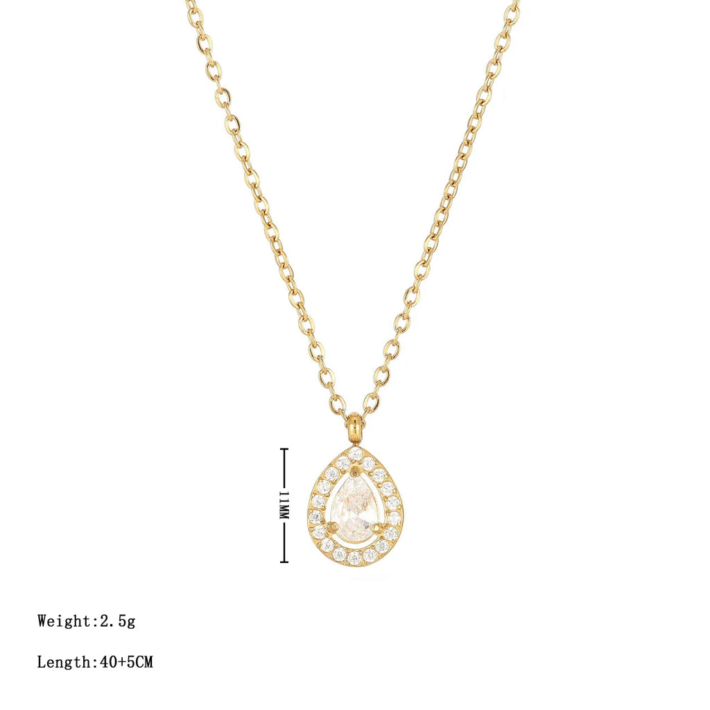 Stainless Steel 14K Gold Heart Pendant Necklace Women's Simple Chain Stylish Design Sense Jewelry Double Layer