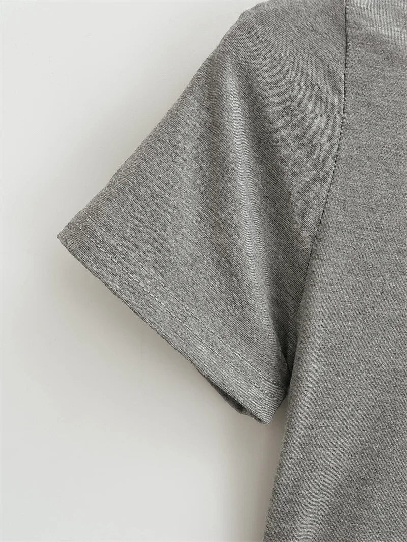 2025 New High Quality Casual T shirt Sexy Slim Short Sleeves Fashion Trend Solid Women Clothing y2k Tops