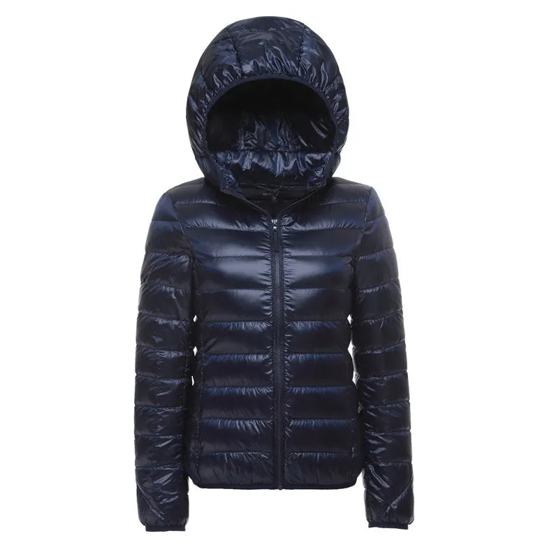 Women Hooded Short Puffer Jackets 2025 New Arrivals 90% White Duck Down Autumn Winter Ultra Lightweight Keep Warm Coats