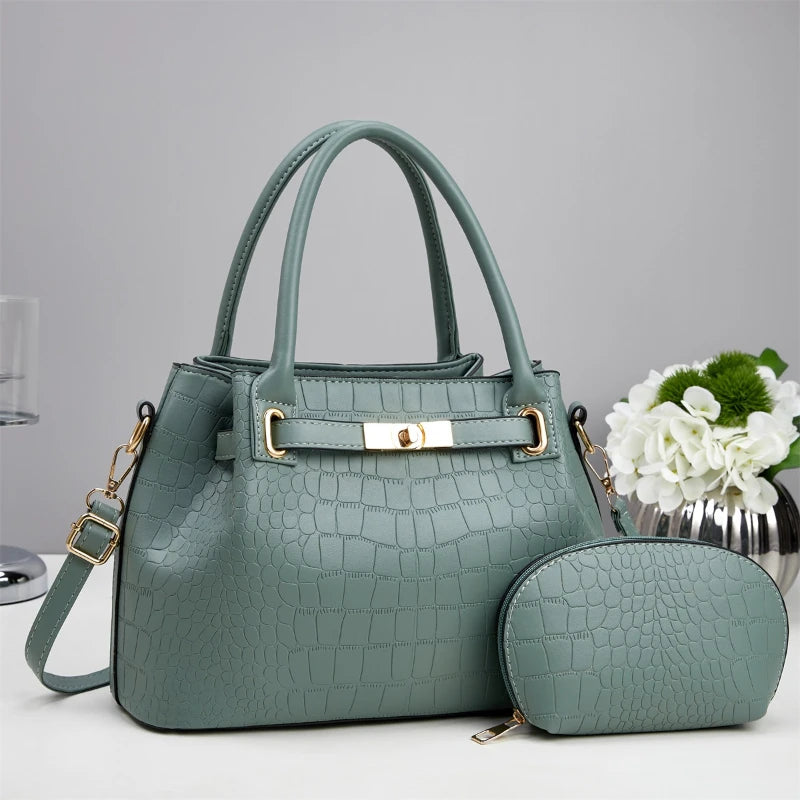 12.4 inch 31cm)New Crocodile Pattern Women's Shoulder Bag; Large Capacity Handbag; Mother and Child Bag; Crossbody Bag