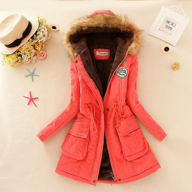 2025 New Autumn Winter Women Cotton Jacket Padded Casual Slim Coat Emboridery Hooded Parkas Wadded Warm Overcoat Fashion Parkas