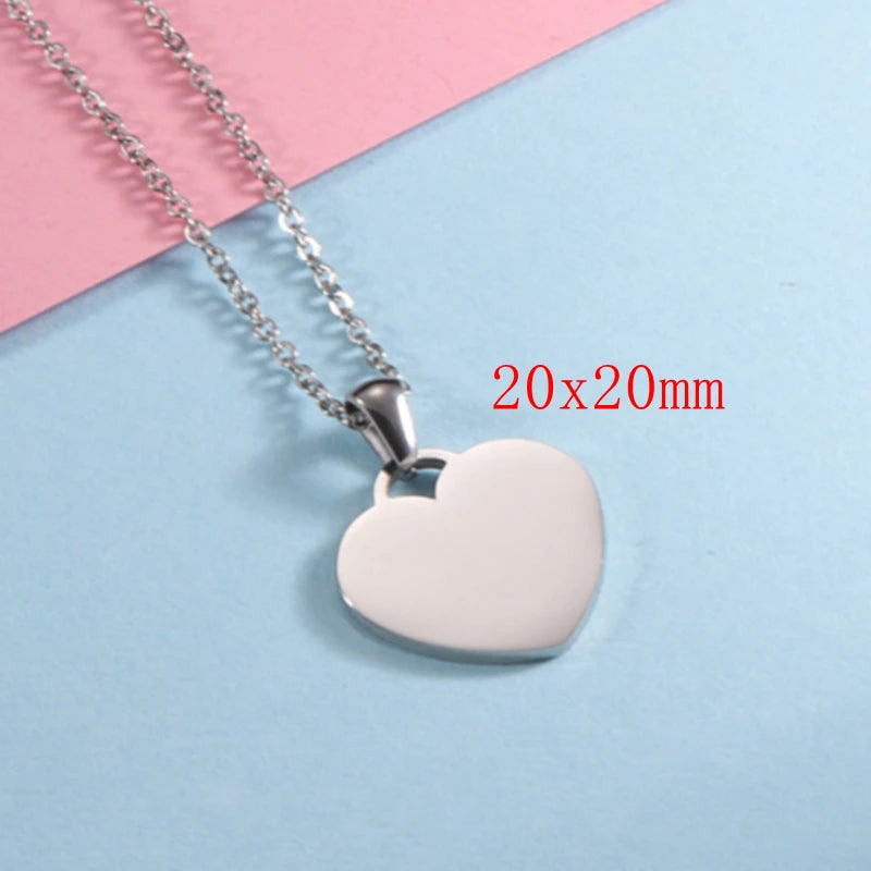 10pcs lot 304 Stainless steel mirror polished stainless steel heart-shaped charm necklace pendant for women's jewelry