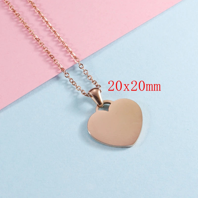 10pcs lot 304 Stainless steel mirror polished stainless steel heart-shaped charm necklace pendant for women's jewelry