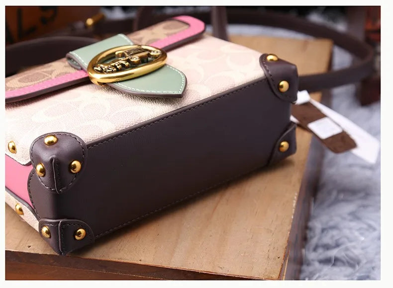 New minimalist and fashionable small handbag, contrasting color women's bag, high-end carriage crossbody bag, portable box bag