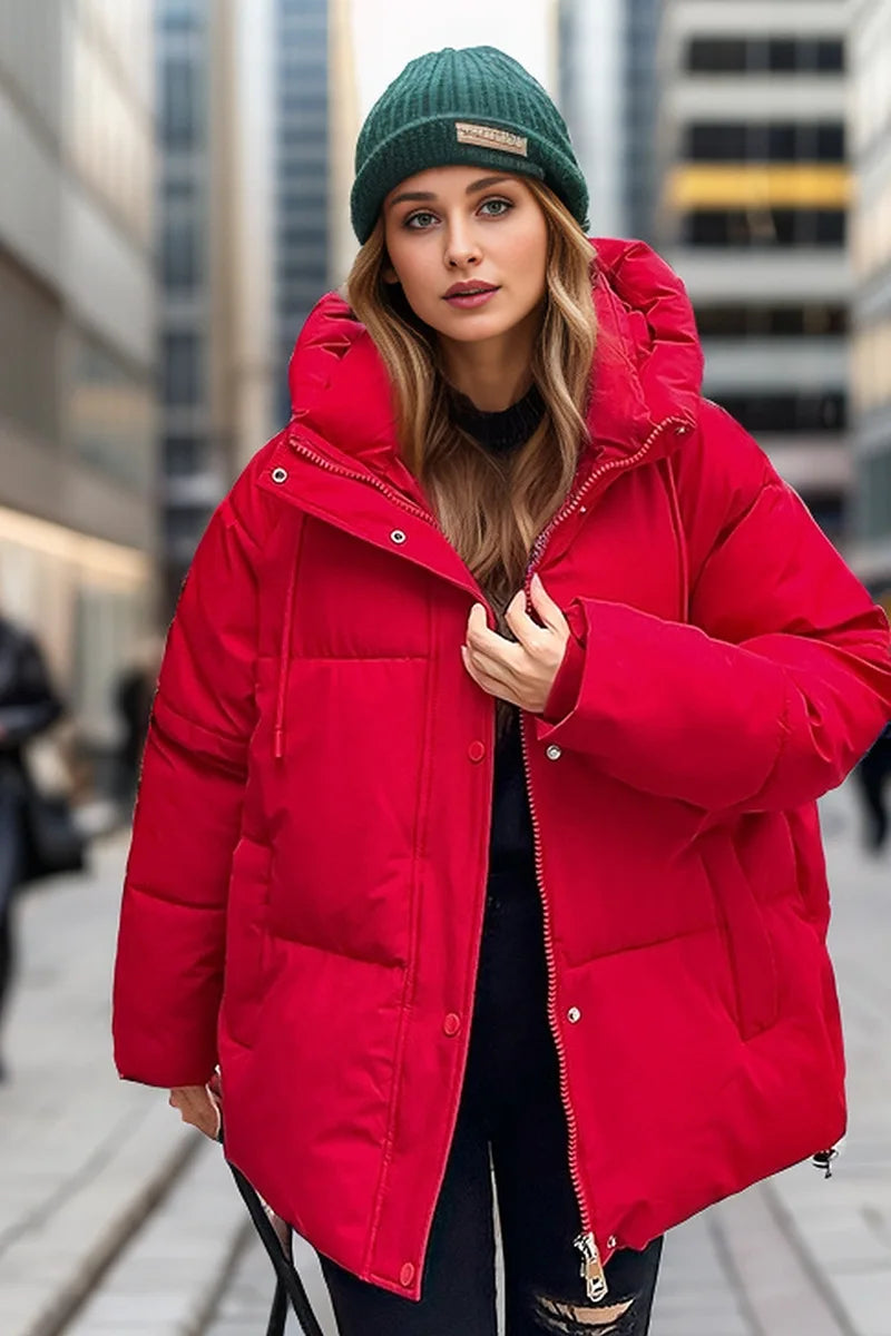 Best Selling Female's Padded Coat Winter Solid Color Hooded Women's Puffer Coat Versatile Thickened Quilted Jacket For Lady
