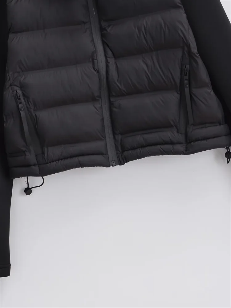 Kar&Otza 2025 Autumn/Winter New Women's Stand up Collar Splicing Short Cotton Clothes Lightweight Cotton Jacket Coat