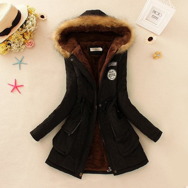 2025 New Autumn Winter Women Cotton Jacket Padded Casual Slim Coat Emboridery Hooded Parkas Wadded Warm Overcoat Fashion Parkas