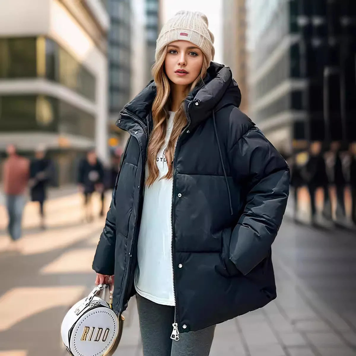 Best Selling Female's Padded Coat Winter Solid Color Hooded Women's Puffer Coat Versatile Thickened Quilted Jacket For Lady