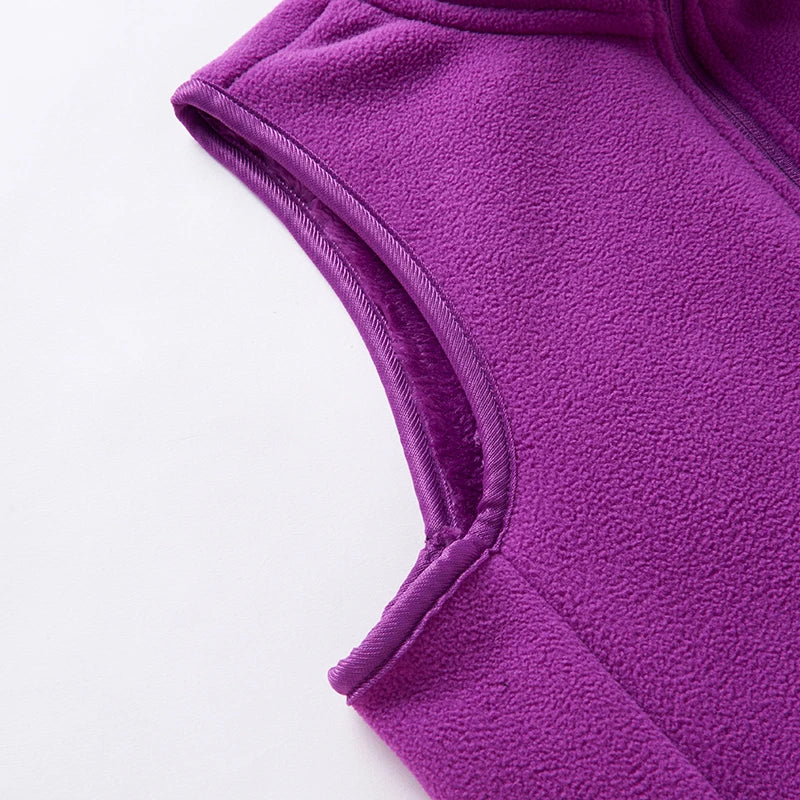 Autumn Winter Polar Fleece Vest Women's Windproof Outdoor Warm Sleeveless  Coat 2025 Plush Stand Collar Casual Waistcoat