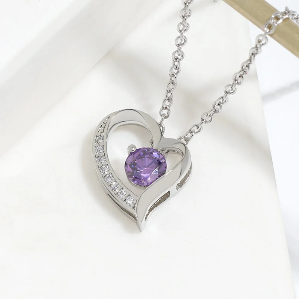 Women's Heart Pendant Clavicle Necklace Valentine's Day Gift Inlaid White Crystal Zirconia Fashion Jewelry Accessories
