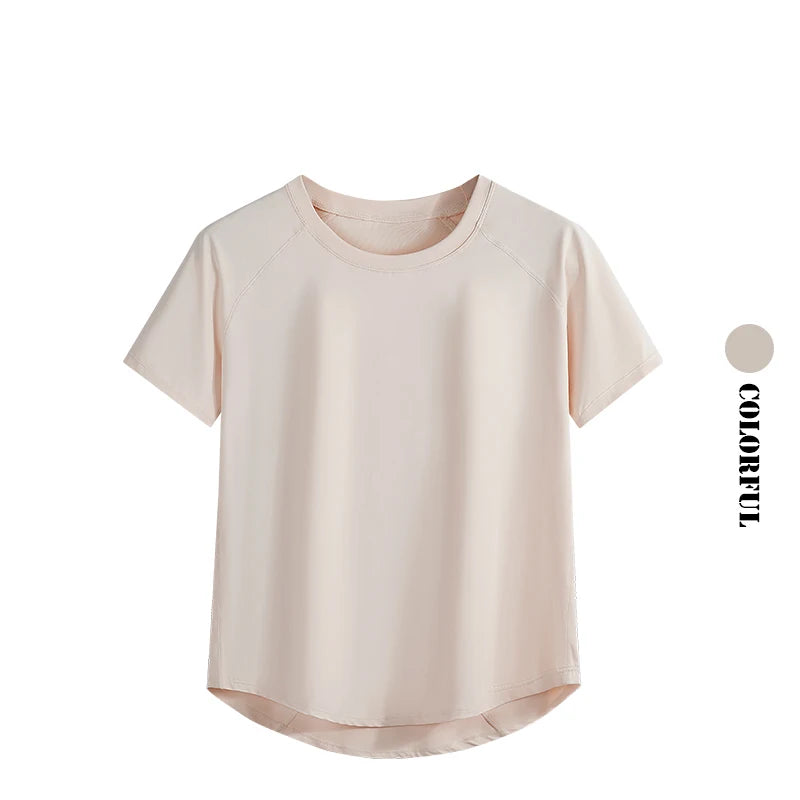 DRUR Women Sports T-shirt Short Sleeve Quick Dry Loose  Compression Shirt Female Summer Fitness Sweatshirt Running Gym Tops New