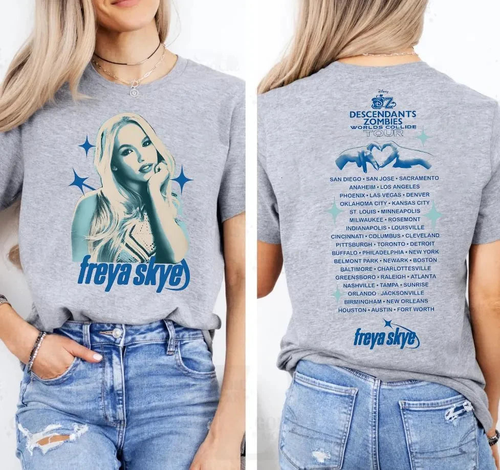 Disney Descendants Zombies Worlds Collide Tour Freya Skye T-Shirt Disneyland Summer Tour 2025 Shirt