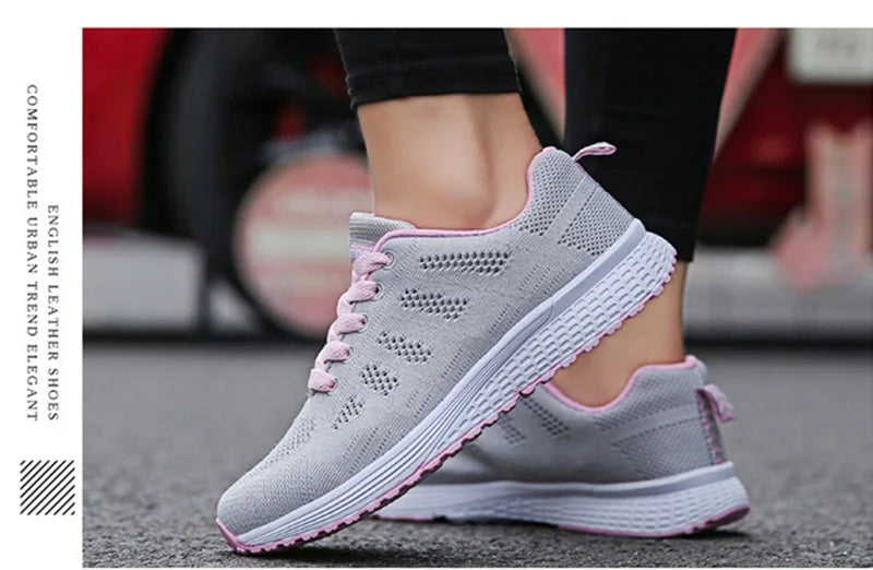 Women Casual Shoes Fashion Breathable Walking Mesh Flat Shoes Sneakers Women 2025 Gym Vulcanized Shoes White Female Footwear