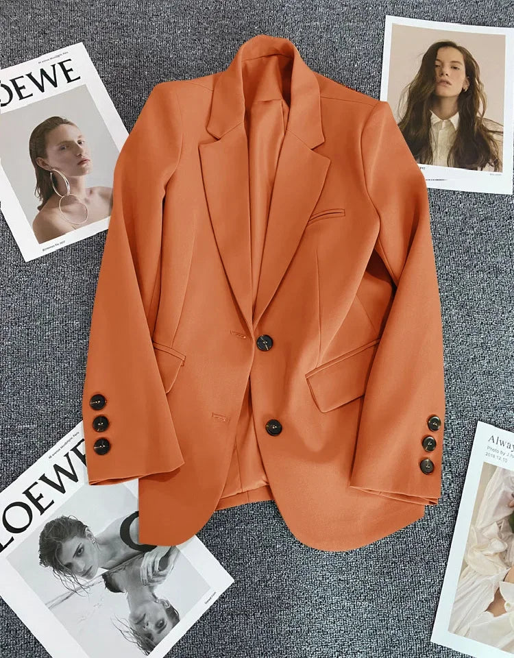 Elegant Office Lady Blazers for Women 2025 Fashion Long Sleeve Single Button Blazer Coats Female Top Suit Jackets Outerwears